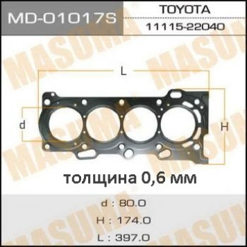 Прокладка голов.блока 'Masuma' 1ZZ-FE (1/10) <b>MASUMA MD-01017S</b>