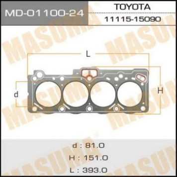 Прокладка голов.блока 'Masuma' 5A-FE (1/10) <b>MASUMA MD-01100-24</b>