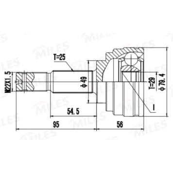 ШРУС NISSAN TIIDA JPN MAKE C11 2005.08-2012.06 [GL] нар. <b>MILES GA20745</b>