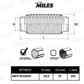 Гофра глушителя (виброкомпенсатор) 54.5X203мм InterLock MILES HBFC54.5X203