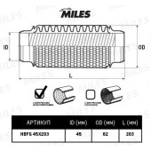 Гофра глушителя (виброкомпенсатор) 45X203мм Circular braid + InterLock MILES HBFG45X203