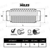 Гофра глушителя (виброкомпенсатор) 51X230мм Circular braid + InterLock MILES HBFG51X230