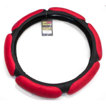 Оплетка на руль спонжевая (6 подушек) М красная AUTOOPERA