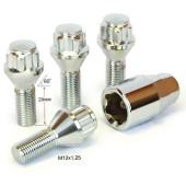 Болты колеса с секретом М12х1,25х29 ВАЗ, иномарки (4 болта, 1 ключ) LS