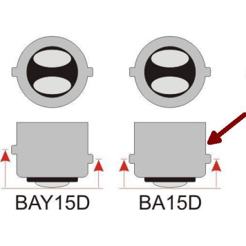 Лампа 12V 21+5W (P21/5W) 2 контакта ВА15d (выступы на цоколе на одном уровне) беcцветная-2