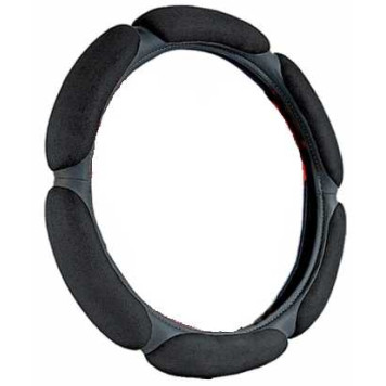 Оплетка на руль L (39см) спонжевая 6 подушек черная NOVA-PRO