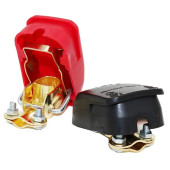 Клеммы АКБ широкие быстросъемные с крышками стальные с латунным покрытием