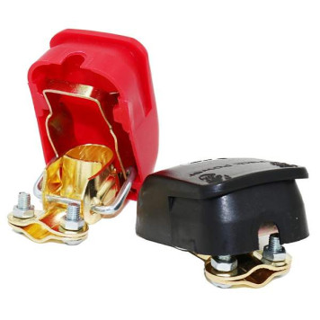 Клеммы АКБ широкие быстросъемные с крышками стальные с латунным покрытием