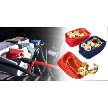 Клеммы АКБ широкие быстросъемные с крышками латунные-3