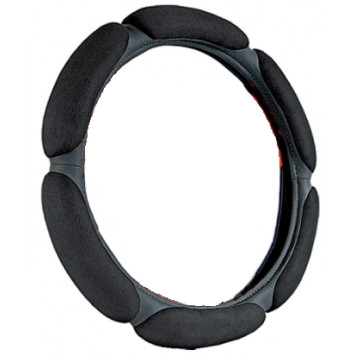 Оплетка на руль XL (41см) спонжевая  (6 подушек) черная