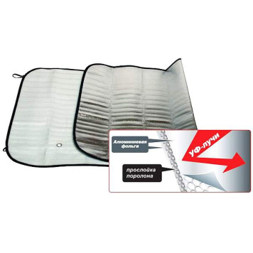 Шторка солнцезащитная под лобовое стекло 130х60см фольгированная-1