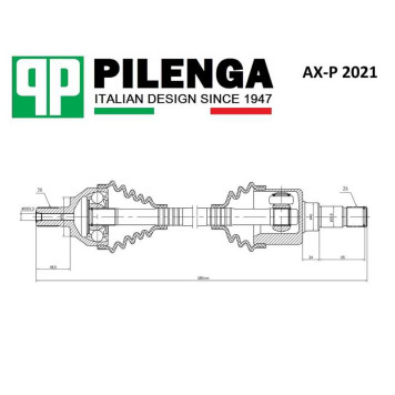 Привод в сборе левый акпп FOCUS 2, C-MAX, 1.6-2.0 <b>PILENGA AX-P2021</b>-1