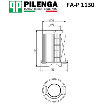 Фильтр воздушный GOLF, PASSAT, OCTAVIA, SUPERB, YETI <b>PILENGA FA-P1130</b>-1