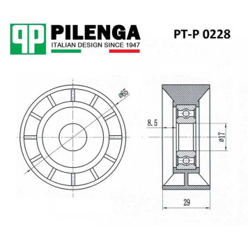 Ролик натяжителя ремня TRANSIT <b>PILENGA PT-P0228</b>-1