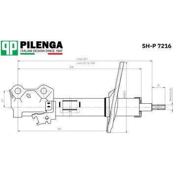 Амортизатор передний левый, газовый <b>PILENGA SH-P7216</b>-1