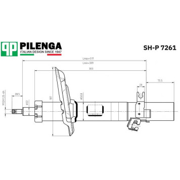 Амортизатор передний левый Qashqai II <b>PILENGA SH-P7261</b>-1