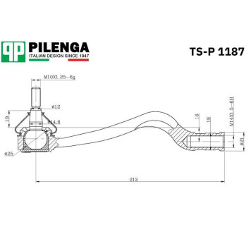 Рулевой наконечник правый LARGUS, LOGAN TS-P 1187 <b>PILENGA TS-P1187</b>-1