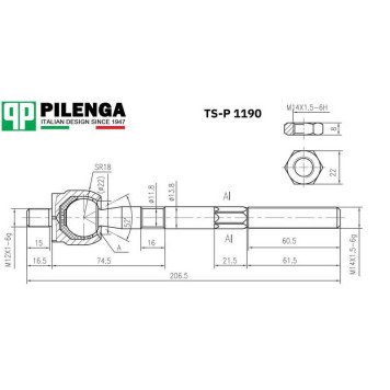 Рулевая тяга LARGUS, LOGAN TS-P 1190 <b>PILENGA TS-P1190</b>-1