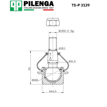 Шаровая опора TRANSIT 115 л.с. <b>PILENGA TS-P3139</b>-1