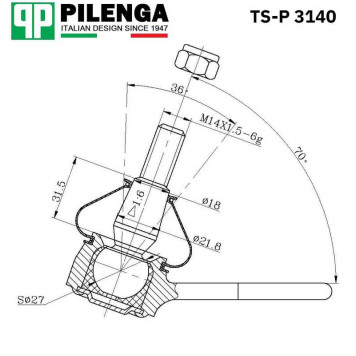 Шаровая опора FOCUS 2, C-MAX, VOLVO C30, S40, V50 <b>PILENGA TS-P3140</b>-1