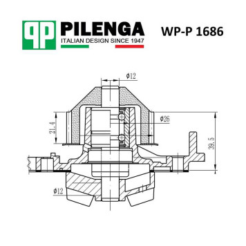 Помпа системы охлаждения LOGAN, KENGOO, SANDERO, CLIO II <b>PILENGA WP-P1686</b>-1