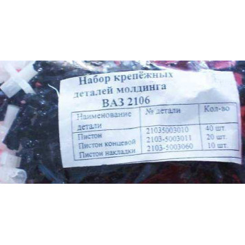 Набор крепежных клипс (пистонов) молдинга ВАЗ 2106, 2103 (5003010+503011+5003060)-1