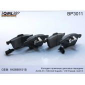 Колодки торм. дисковые передние AUDI A3 99->SKODA SUPERB 08->VW PASSAT,GOLF VI 1K0698151B <b>QML BP3011</b>