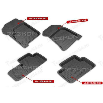 Ковры салона ВАЗ 2170 Приора резиновые <b>REZKON Premium 1039025400</b>