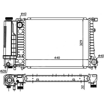 Радиатор BMW 3-SERIES E30 1.6 / 1.8 82-90 / BMW E36 1.6 / 1.8 / 2.0 / 2.3 / 2.5 / 2.8 / BMW E34 1.8 / 2.0 / 2.5 88-96 <b>SAT BW0003</b>