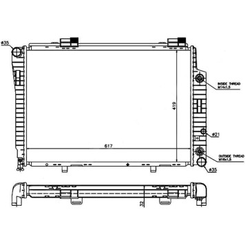 Радиатор MERCEDES C-CLASS W202 1.8 / 2.0 / 2.2 / 2.3 / 2.4 93-01 / CLK-CLASS W208 2.0 / 3.2 97-02 / SLK-CLASS W17 <b>SAT MB0008-1</b>