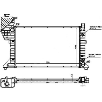 Радиатор MERCEDES SPRINTER 208D / 214 / 308D / 310D / 312D / 314 / 408D / 410D / 412D / 414 95-06 <b>SAT MB0010-1</b>