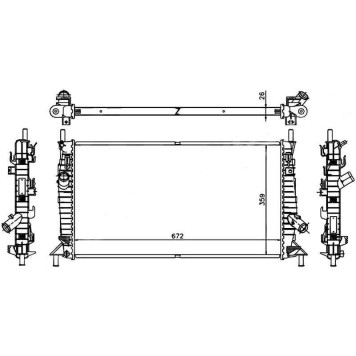 Радиатор MAZDA 3 1.4 / 1.6 / 1.6D / 2.0 / 2.0D 03-09 / FORD FOCUS II / C-MAX 1.4 / 1.6 / 1.6D / 1.8 / 1.8TD / 2.0 / 2 (пласт <b>SAT MZ0008</b>