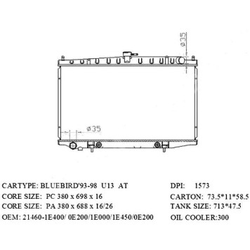 Радиатор NISSAN BLUEBIRD / ALTIMA U13 92-95 <b>SAT NS0003-13</b>