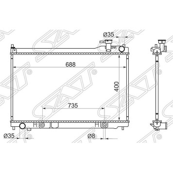 Радиатор NISSAN SKYLINE V35 04- / STAGEA M35 04- / INFINITI G35 01- <b>SAT NS0009-V35</b>