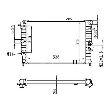 Радиатор OPEL VECTRA A 1.4 / 1.6 / 1.7D / 1.8 / 2.0 88-95 / OPEL CALIBRA 2.0 90- <b>SAT OP0001</b>