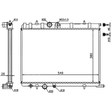 Радиатор PEUGEOT 206 / 307 / XSARA 1.1 / 1.4 / 1.4D / 1.6 / 1.9D / 2.0 / 2.0D 98-07 / BERLINGO / PARTNER см.коментарий <b>SAT PG0001</b>