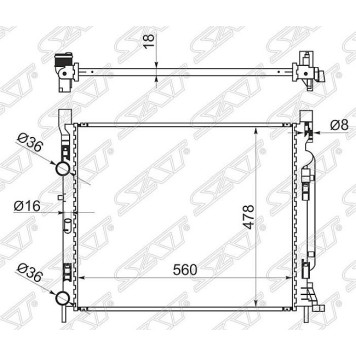 Радиатор RENAULT KANGOO 08- <b>SAT RN0006</b>