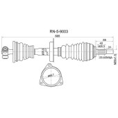 Привод в сборе передний лев. RENAULT LOGAN 10- (16 КЛАПАНОВ) <b>SAT RN-5-9003</b>