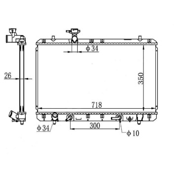 Радиатор SUZUKI AERIO / LIANA 1.3 / 1.5 / 1.6 01-04 нижн. патрубок слева <b>SAT SK0007</b>