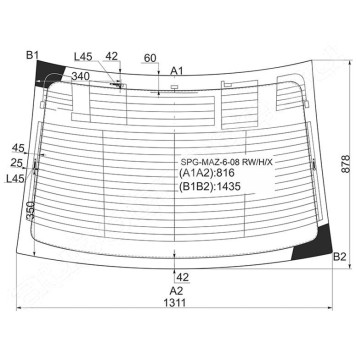 Стекло заднее с обогревом MAZDA 6 ATENZA (6) 4D SEDAN 08-12 <b>SAT SPG-MAZ-6-08 RW/H/X</b>