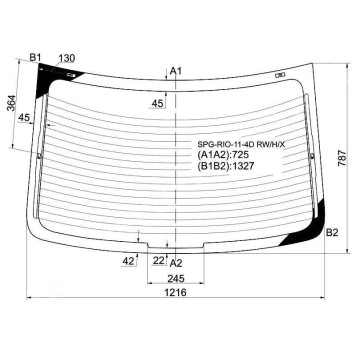 Стекло заднее с обогревом KIA RIO 4D SED (Россия) 2011- <b>SAT SPG-RIO-11-4D RW/H/X</b>