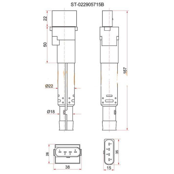 Катушка зажигания VAG A3 / Q7 / TT / SUPEB II / GOLF V / PAS VI / VII / TOUAREG / CAYENNE <b>SAT ST-022905715B</b>-2