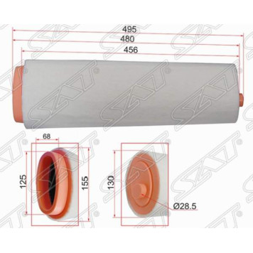 Фильтр воздушный BMW X3 E83 03-10 / X5 E53 00-06 / X5 E70 07-14 / X6 E71 08- / RANGE ROVER 02-06 дизель <b>SAT ST-13 71 2 247 444</b>