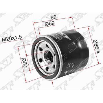 Фильтр масляный HYUNDAI SOLARIS 1.4 17- / SUBARU FORESTER 2,0 / 2,5 97- / IMPREZA 1,5 / 2,0 93- / LEGACY 91- <b>SAT ST-15208-AA100</b>