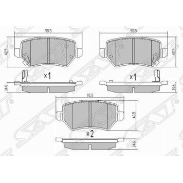 Колодки тормозные зад LADA X-RAY / OPEL ASTRA G 98-05 / H 05- / CORSA C 03-06 / ZAFIRA A / B 99- <b>SAT ST-1605995</b>