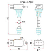 Катушка свечи NISSAN CR10DE / CR12DE / CR14DE 02-, March K12, Cube Z11 (4) <b>SAT ST-22448-AX001</b>