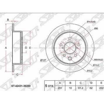 Диск тормозной зад TOYOTA MARK X GRX1## 04- / LEXUS IS250 05- <b>SAT ST-42431-30280</b>