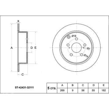 Диск тормозной зад TOYOTA Vista / Ardeo AZV / SV5#, Caldina AZT / ZZT24#, Opa ACT10, ZCT1#, Voltz ZZE137 <b>SAT ST-42431-32111</b>