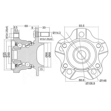 Ступичный узел RR NISSAN TEANA #J31 2WD <b>SAT ST-43202-CN000</b>