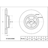 Диск тормозной передний TOYOTA AVENSIS 1.6 / 1.8 / 2.0, AZT250, ZZT25#, HTWC <b>SAT ST-43512-05040</b>